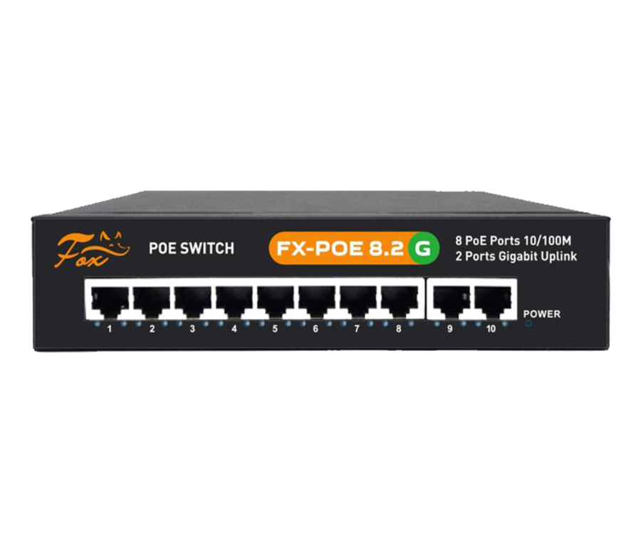 Fox FX-POE8.2G коммутатор 10 портов 10/100/1000 Мбит/с, 8хPoE